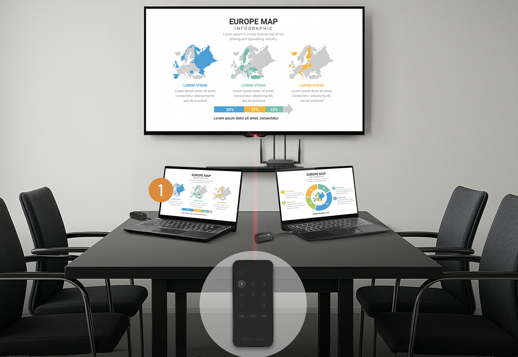 EZCast Office Link - 使用遙控器一鍵切換簡報者